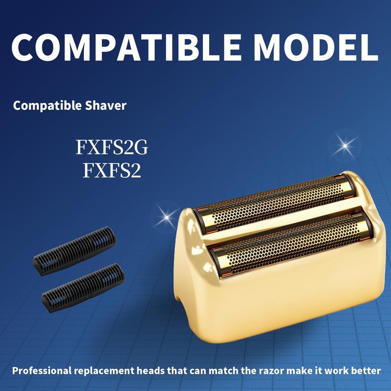 3 Pack Shaver Replacement Foil and Cutters Compatible with BaBylissPRO Double FXFS2 Metal Shaver foil Replacement (Golden 3 Pack)