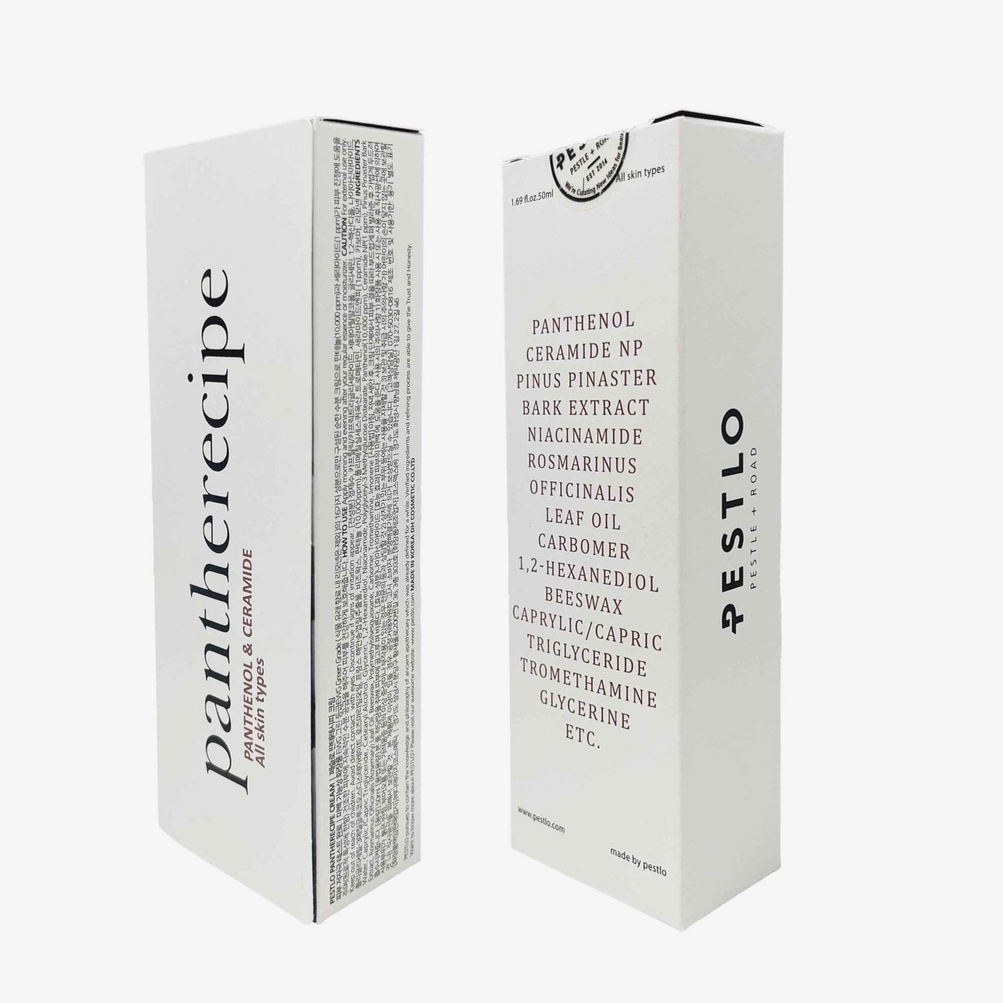 PESTLO Pantherecipe Cream 1.69 fl.oz./50ml - Hydrating & Soothing with Ceramide and Panthenol - Moisturizes, Strengthens Skin Barrier, EWG Green, Lightweight, Non-Greasy, for Day & Night