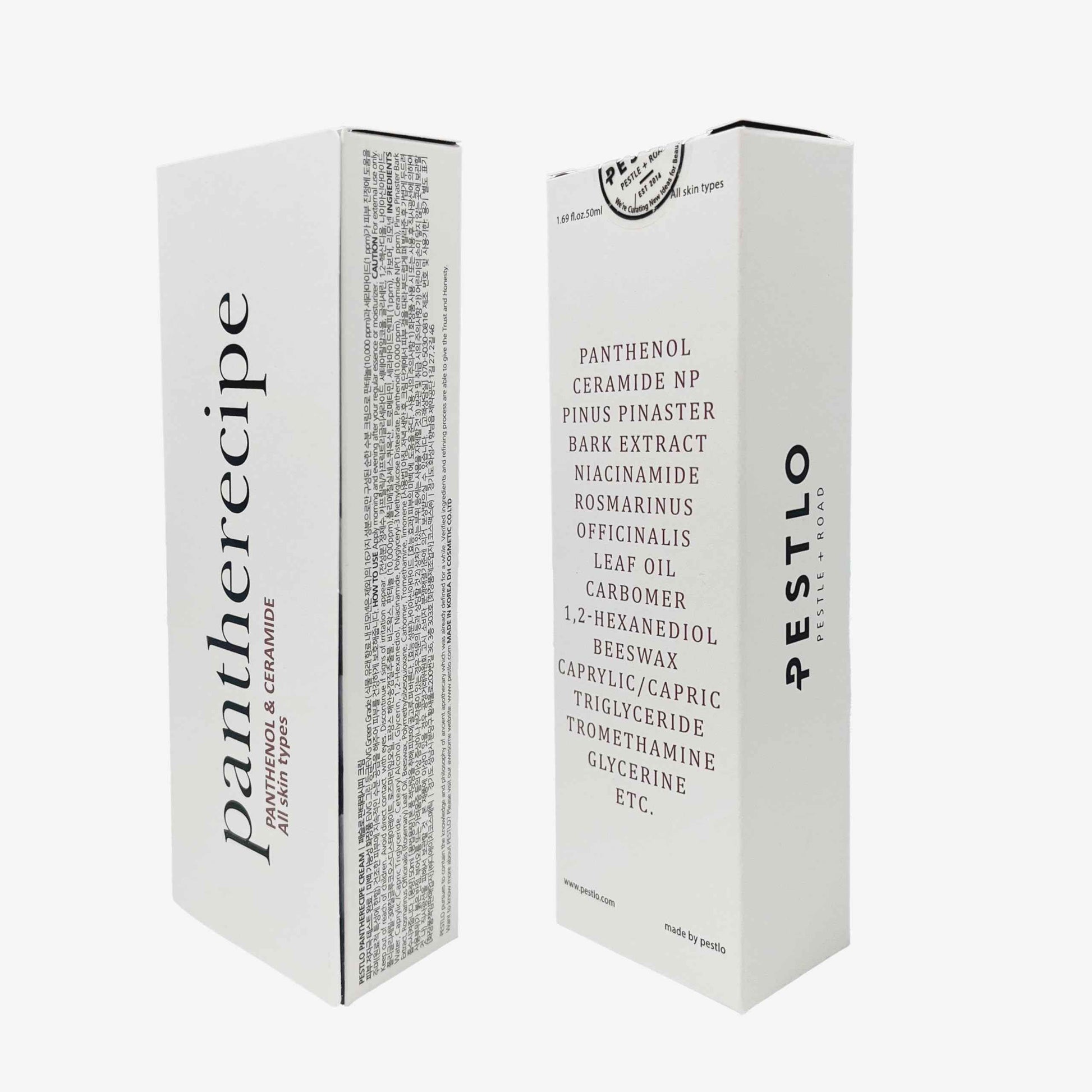 PESTLO Pantherecipe Cream 1.69 fl.oz./50ml - Hydrating & Soothing with Ceramide and Panthenol - Moisturizes, Strengthens Skin Barrier, EWG Green, Lightweight, Non-Greasy, for Day & Night