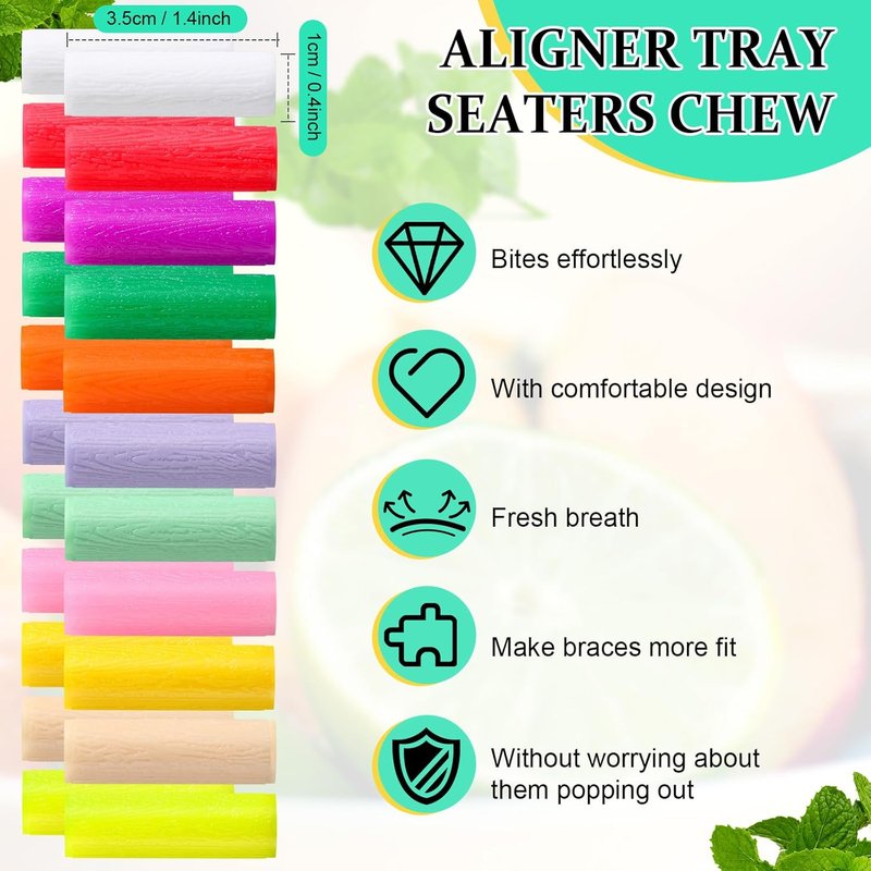 110 Pcs Aligner Chew Silicone Chompers - Dental Accessories for Invisible Trays | 11 Colors & Flavors