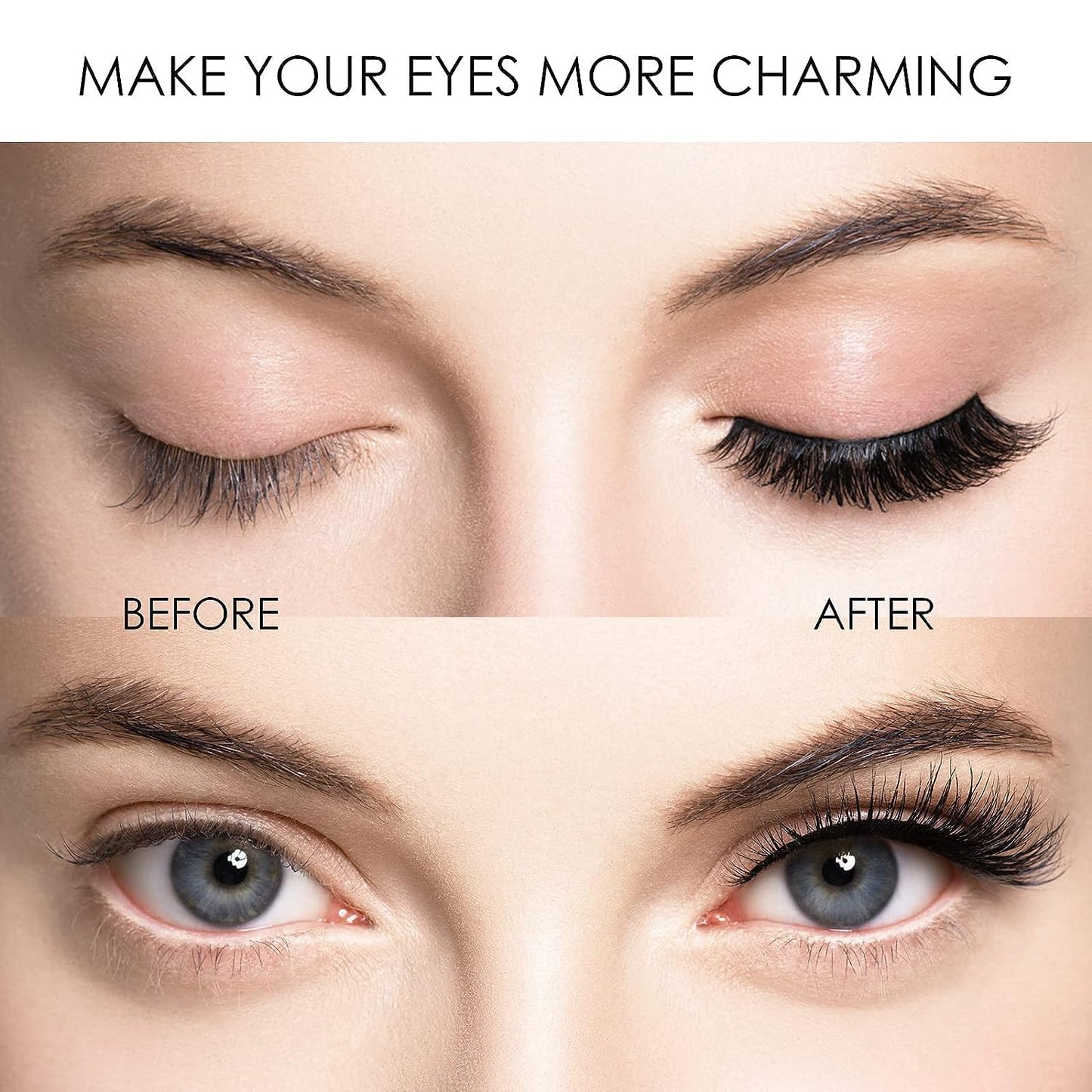 Magnetic Eyelashes - Reusable 3D Natural Look | No Glue, Waterproof, Lightweight - 4 Count Set