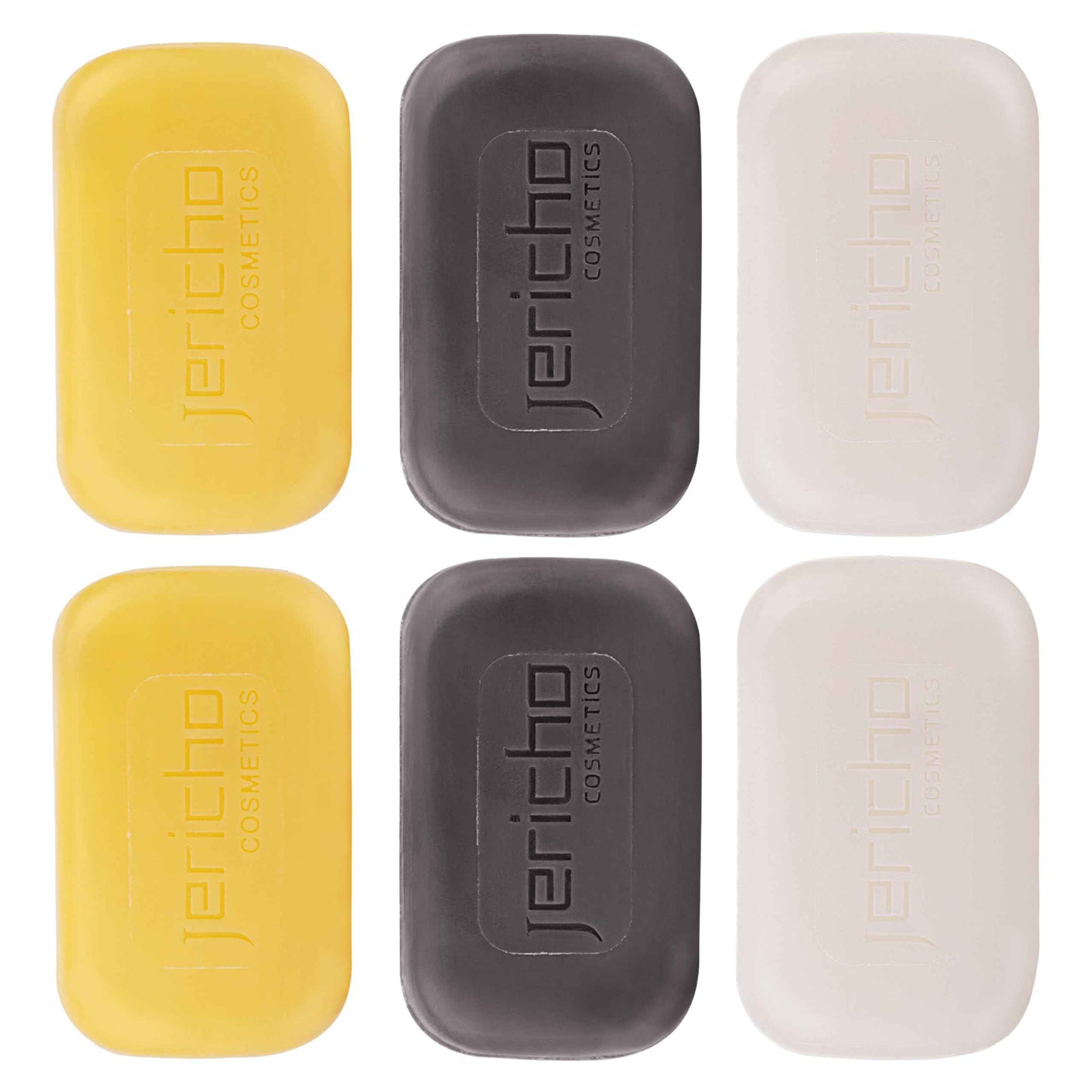 Jericho Dead Sea Soap Bar Variety Pack – 3 Bars (Cleansing, Sulfur, Mud) – Mineral-Rich Face & Body Soaps for All Skin Types, Oily Skin, and Acne Care - 4.4 oz / 125g (Pack of 6)