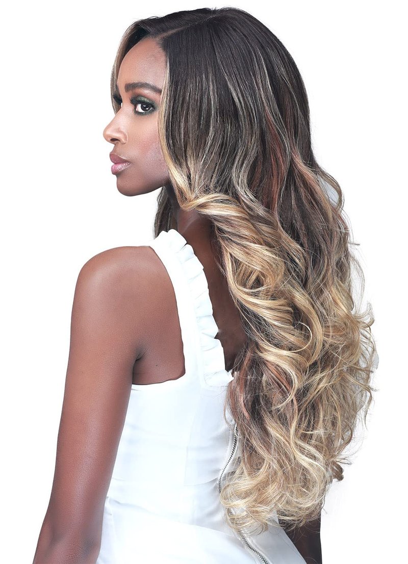 Bobbi Boss 13x4 Deep HD Lace Wig - MLF254 Jael, Long Curly Synthetic Hair with Natural Baby Hair | Safe for High Heat Styling (OL1B.30)