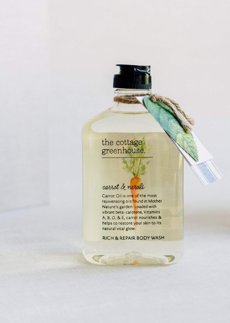 The Cottage Greenhouse Carrot & Neroli Body Wash, 11.5 fl oz, 340 ml, Gently Hydrating Shower Soap with Coconut Oil & Cocoa Butter, Luxury Women's Bath & Body