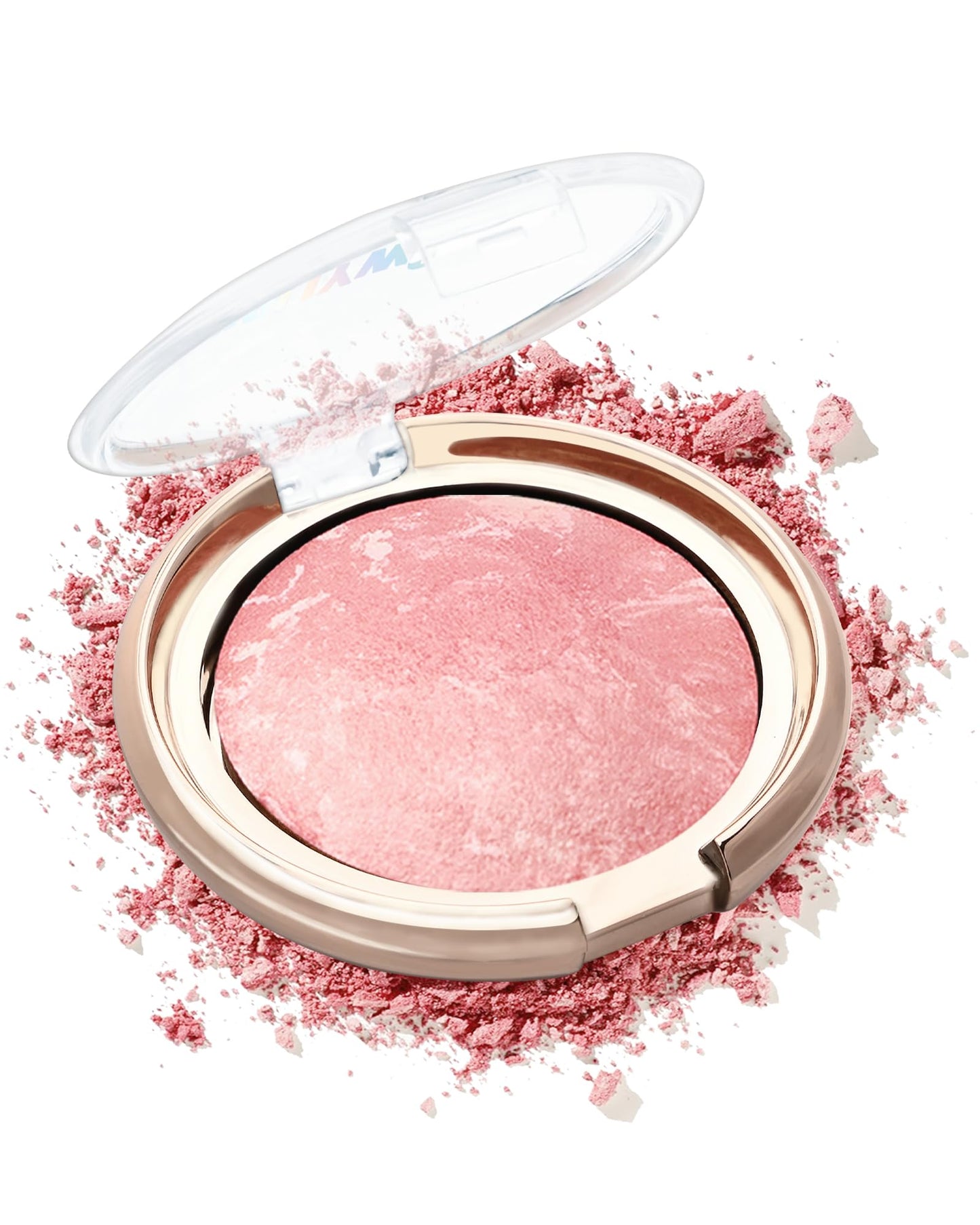 Baked Blush,Peachy Pink Glow Marbleized Blush Powder Palette,Shimmer Powder Blusher Eyeshadow & Highlight for a Lightweight Shimmery Satin Face Makeup, Women's Mother's Day Makeup Gift for Women-01#
