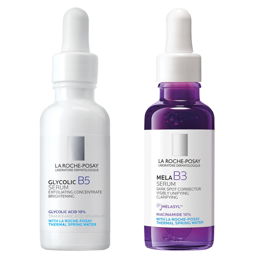Bundle of La Roche-Posay Glycolic Acid Serum + La Roche-Posay Mela B3 Serum, Dark Spot Corrector With Anti-Aging Melasyl + 10% Niacinamide, Discoloration and Age Spot Correcting Serums