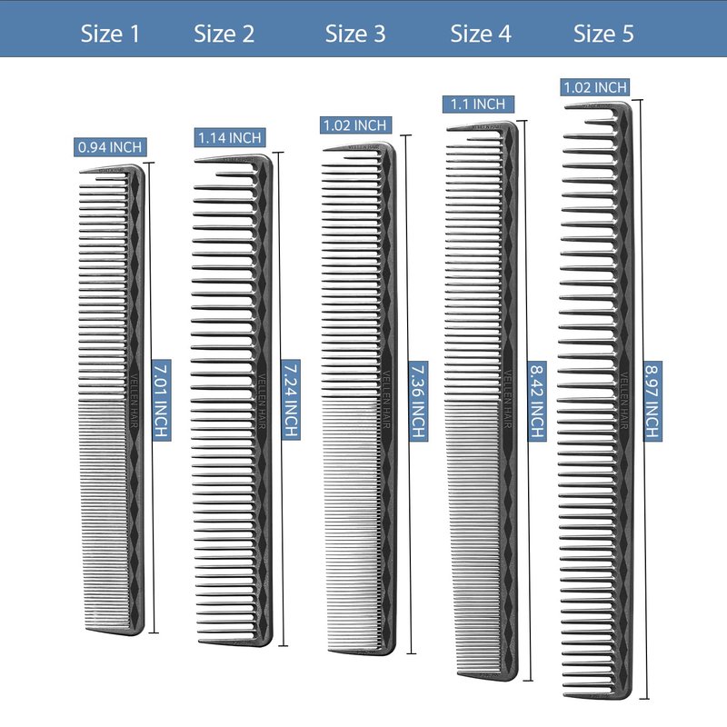 Ultimate Cutting Comb Set for Men & Women - Unbreakable PEI Material | Heat Resistant, 5-Pack