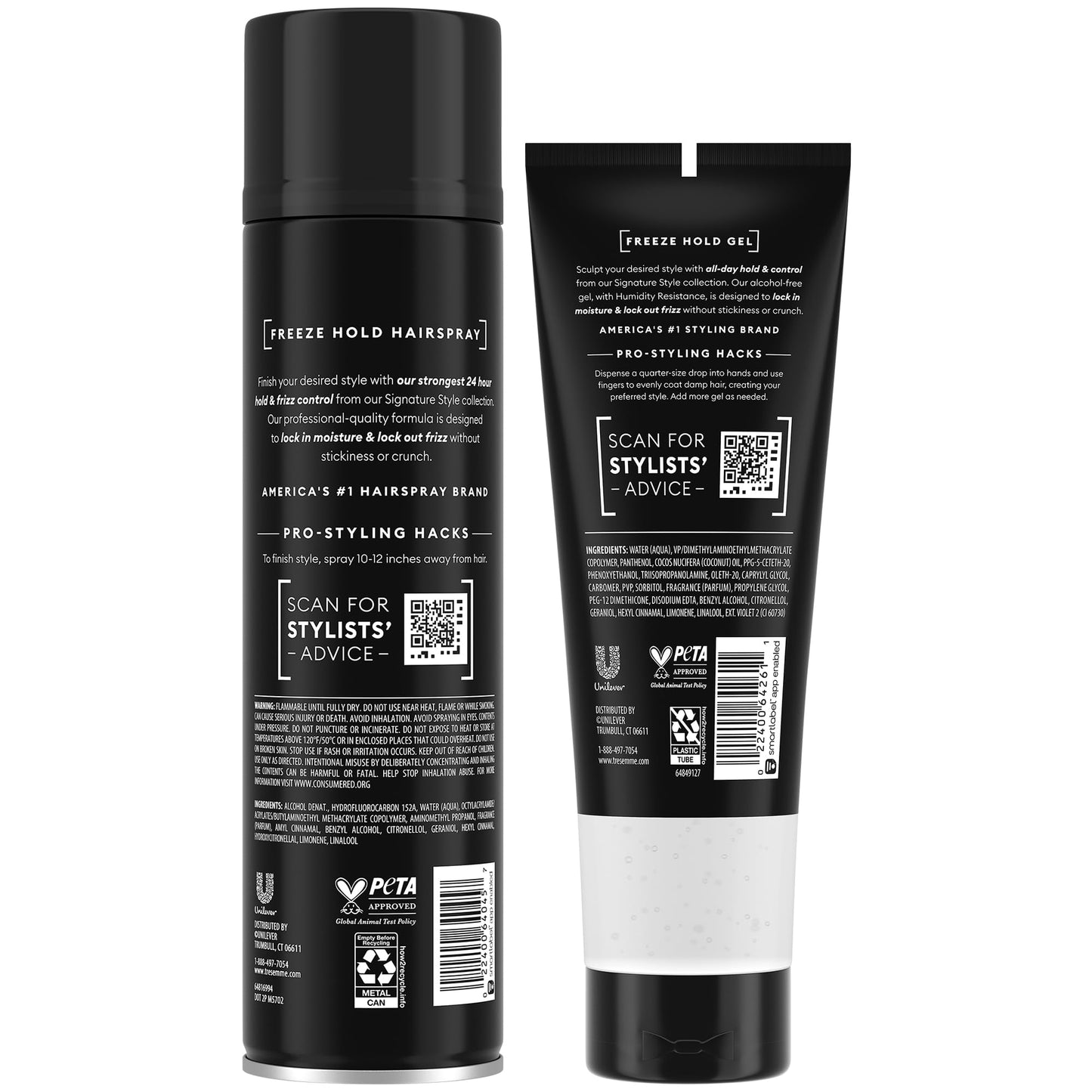 TRESemme Freeze Hold Hairspray + Sculpting Hair Gel, Alcohol-Free – Anti-Humidity, 24H Frizz Control