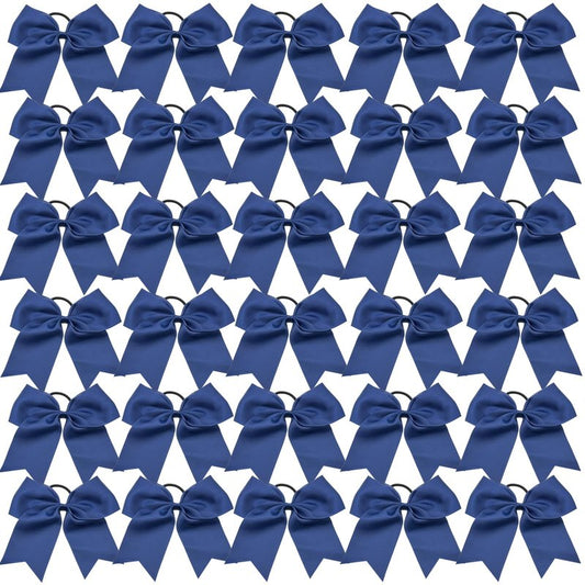 30PCS 8" Large Navy Cheer Bows Hair Bows Ponytail Holder Handmade for Girls Teens Softball Cheerleader Sports (Navy)
