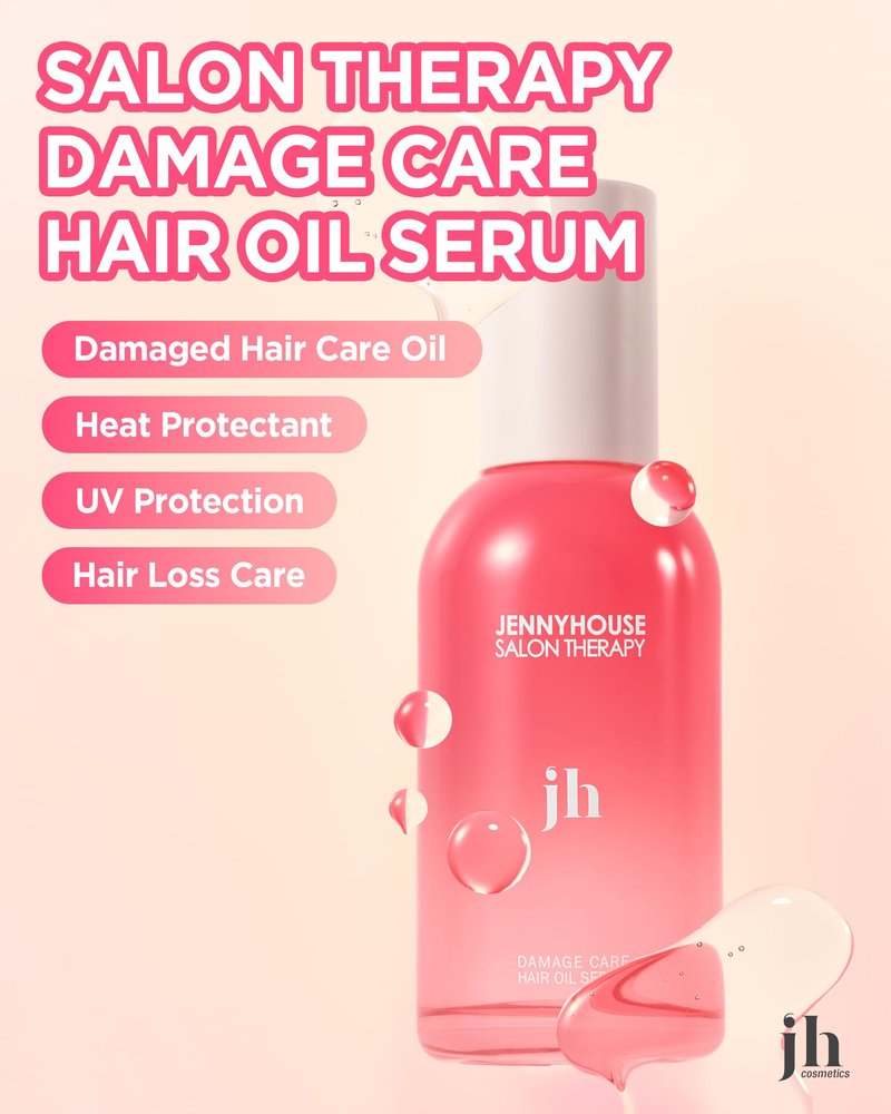 JENNYHOUSE Salon Therapy Damage Care Hair Oil Serum - Korean Beauty Hair Protection Nourishing - Frizz Control, Shine Treatment for Dry Hair - Floral Musk Scent - 3.38 fl.oz