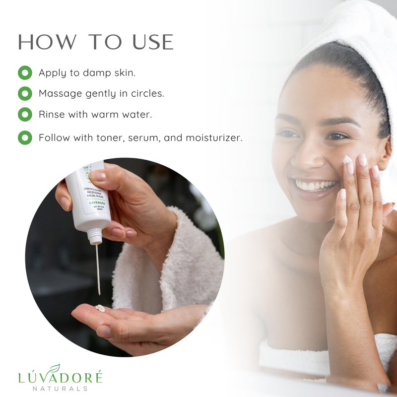 Luvadore Naturals Microdermabrasion Facial Scrub – Skin Polishing Exfoliating Face Scrub – Gentle Face Exfoliator with Shea Butter, Vitamin E – Hydrating and Smoothing Formula for Wrinkles, Scars