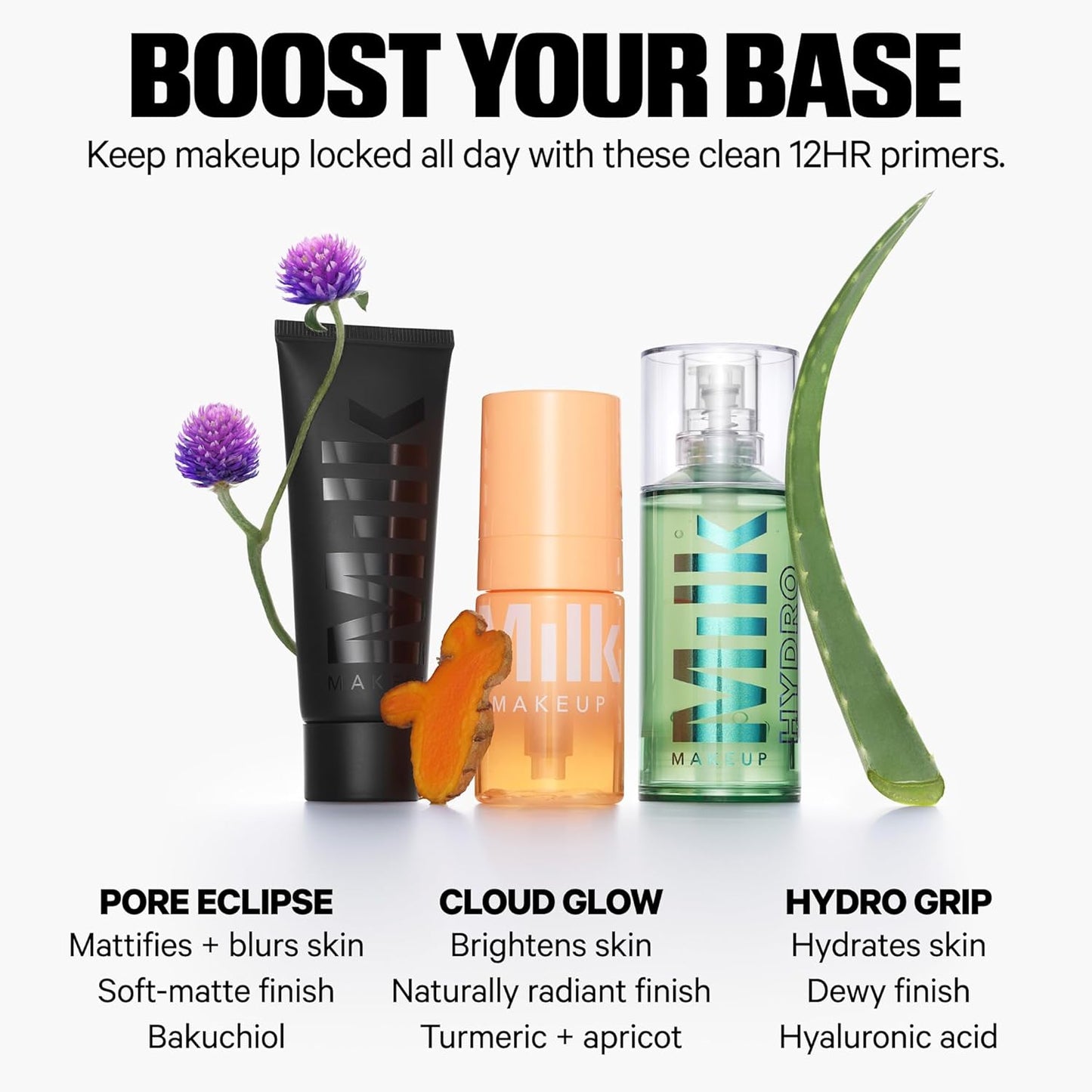 Milk Makeup Hydro Grip Primer - Hydrating Face Primer with Hyaluronic Acid & Niacinamide | Lightweight Gel, Dewy Finish