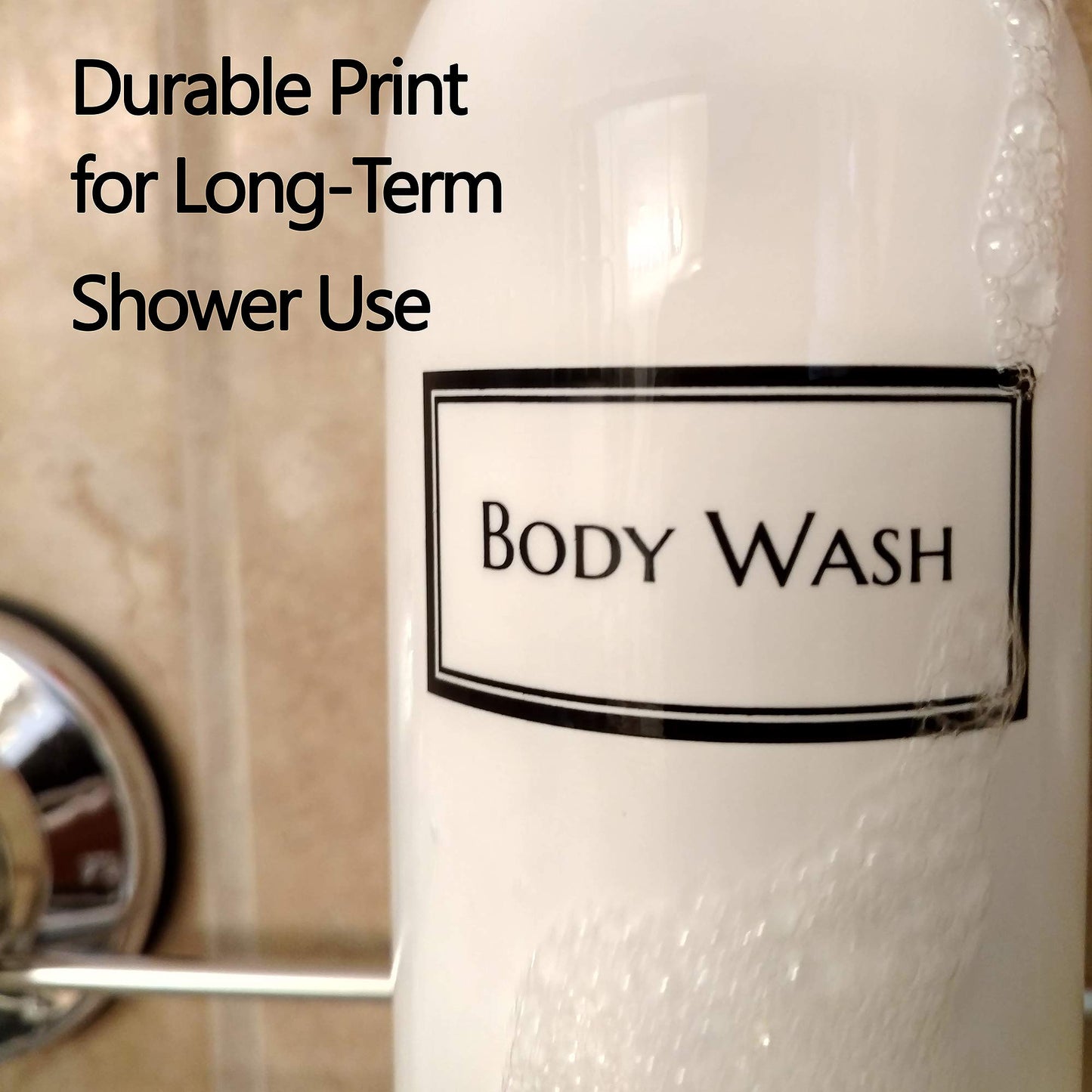 Artanis Home Silkscreened Empty Shower Bottle Set for Shampoo, Conditioner, and Body Wash, Cosmo/Bullet 16 oz 3-Pack, White (White Pumps)