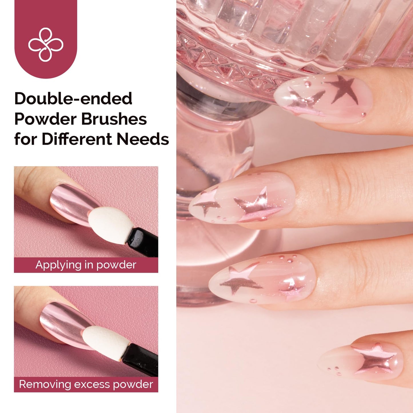 MelodySusie 16Pcs Chrome Nail Powder for Gel Nails,Metallic Mirror Effect Pigment Stylish and Technological Fine Glitter for Home DIY Salon Use
