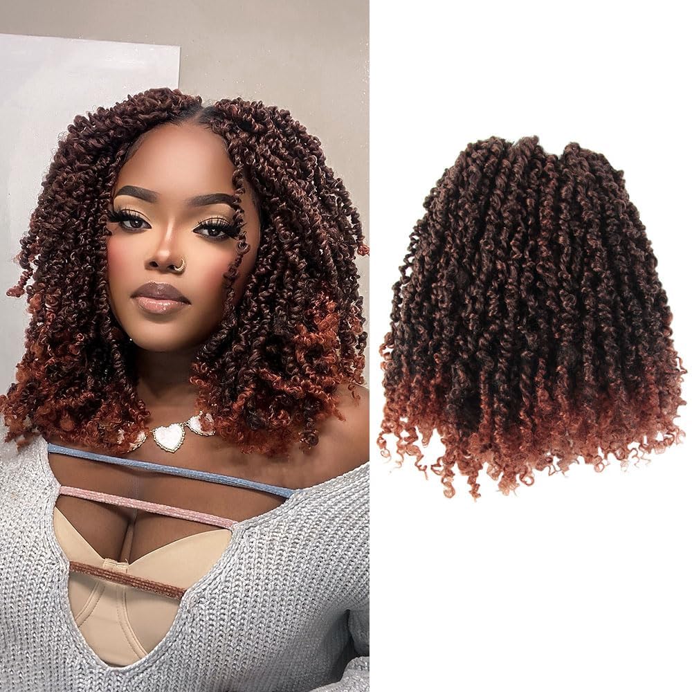 Cisinpo Yanky Twist Crochet Hair 10 Inch 10 Packs Pre-Twisted Ombre Ginger Red Micro Spring Twist Boho Senegalese for Black Women(T350, Total 200 Strands)