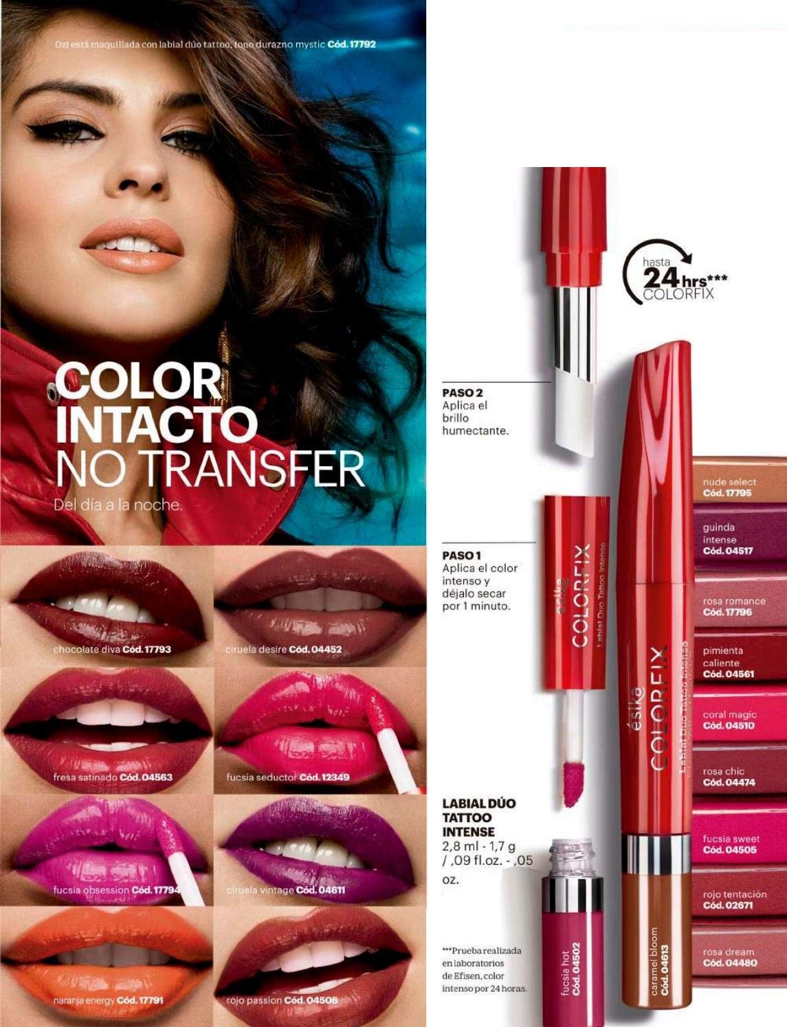 Esika Colorfix Duo Tattoo Intense Lipstick, 24 Hrs Long Lasting High Color Load, Color: Rosa Chic
