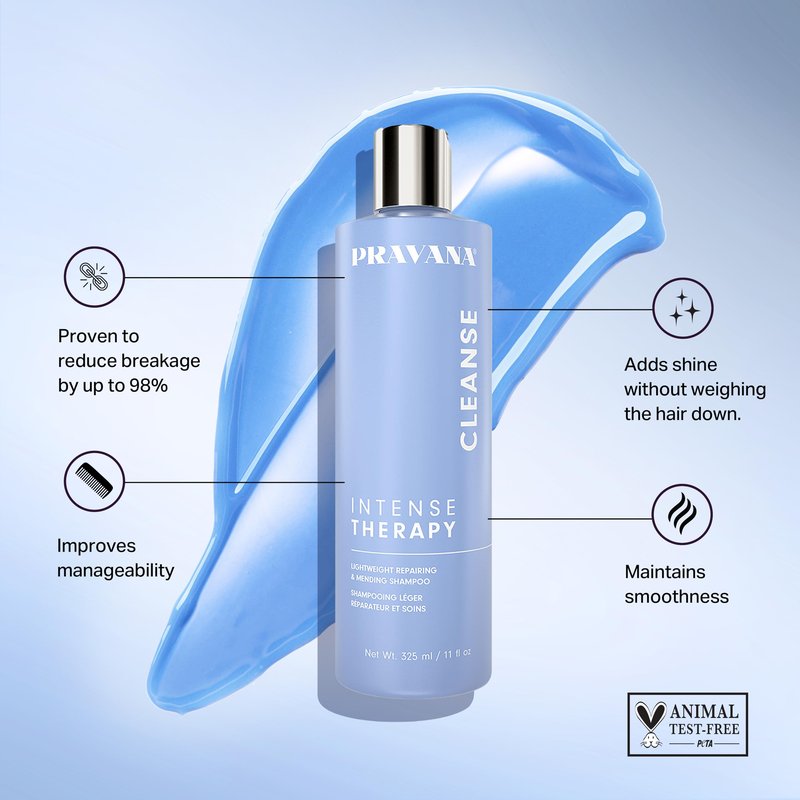 Pravana Intense Therapy Shampoo | Lightweight Repairing & Mending | Restores & Nourishes Damaged Hair | Proven to Reduce Breakage | Strengthens, Hydrates, Softens | 2 Fl Oz