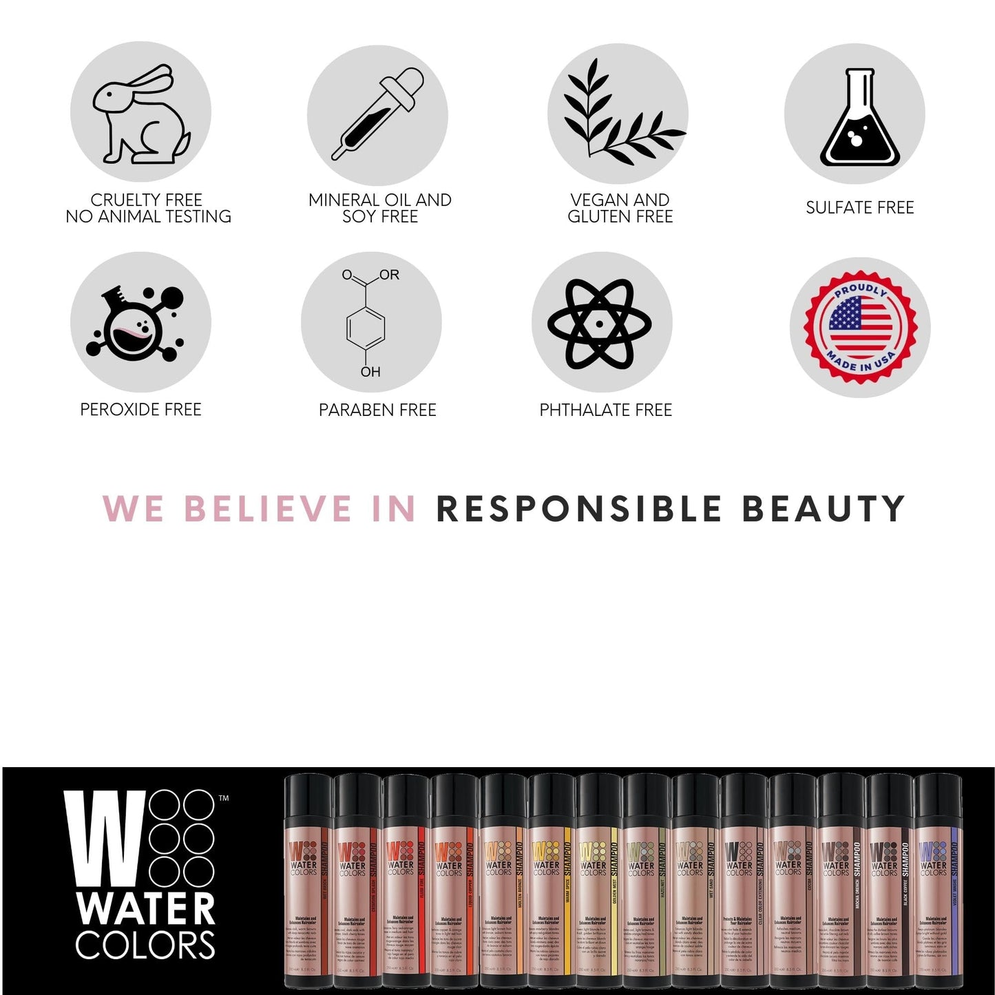 Watercolors Color Depositing Shampoo, Semi Permanent Hair Color 8.5 oz - LIQUID COPPER