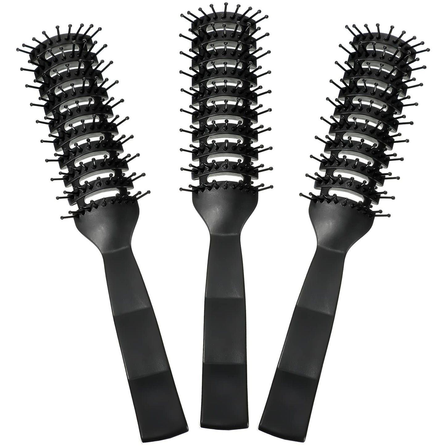 Patelai 3 Pieces Vent Hair Brush for Men Women Black Plastic Styling Hair Brush Anti Static Bristles for Wet Short Curly Straight Hairs Blow, Drying Quickly, Speed Blow Pain-free Detangling Brushes