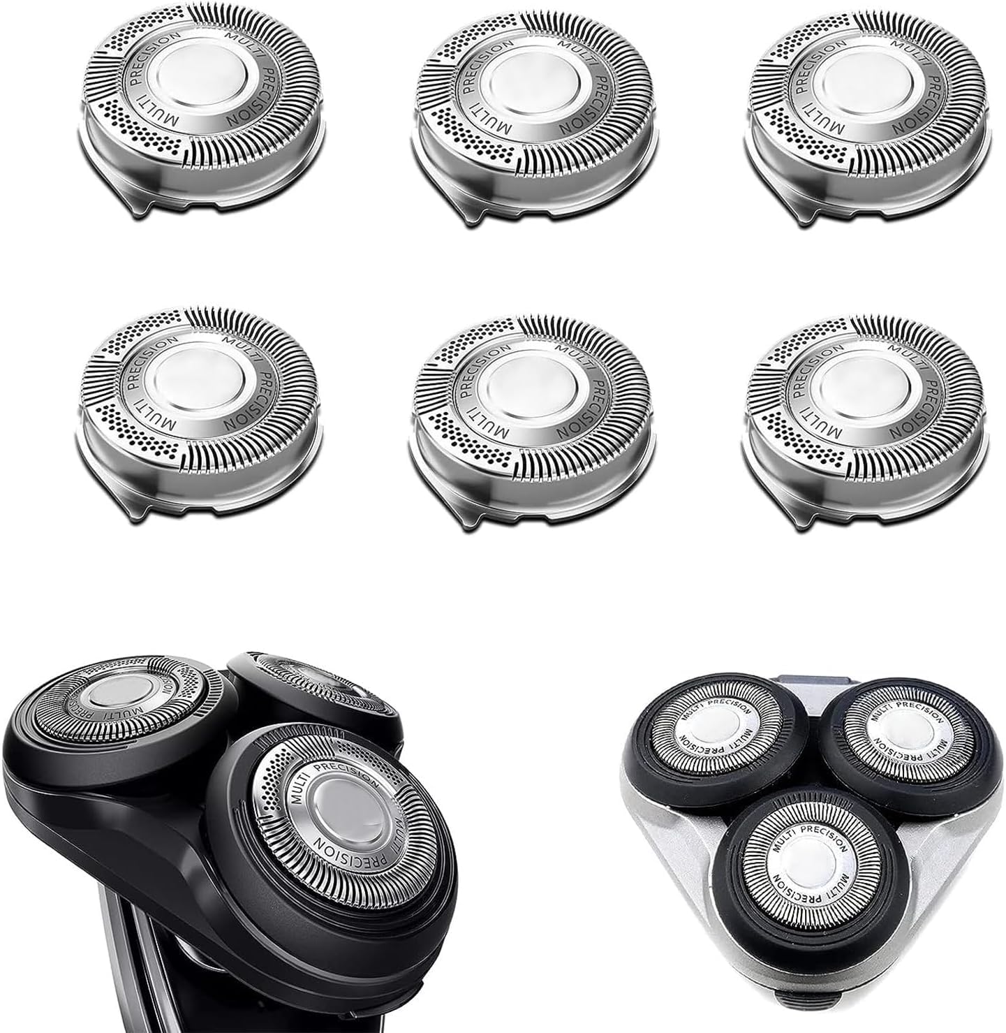 SH50 Compatible Replacement Head for Norelco Series 5000 Shavers | High Compatibility with Philips S5000/S6000/S5100/S5500 Models | 1-Pack (sh50-6 pcs)