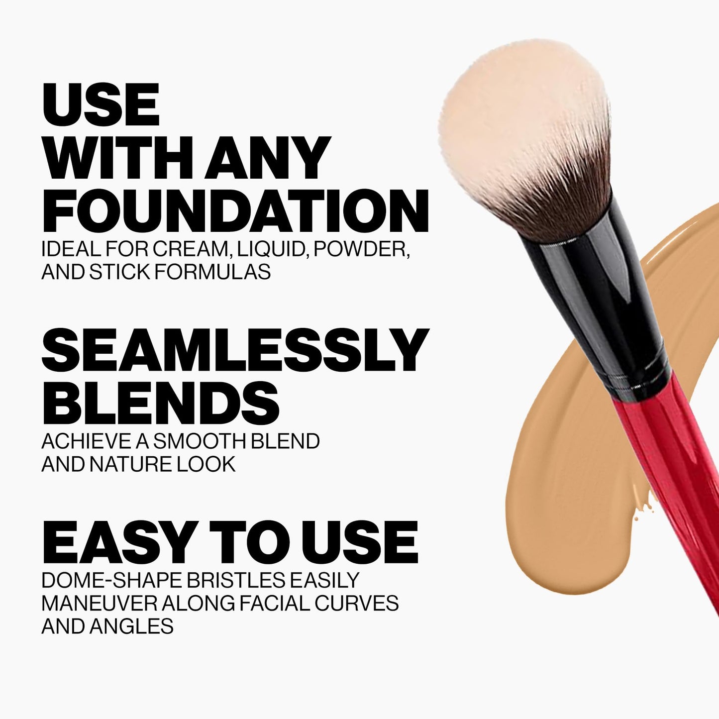 Smashbox Blurring Foundation Brush | Dome Shaped Face Makeup Brush for Natural-Finish | Blends Liquid, Cream or Powder Formulas