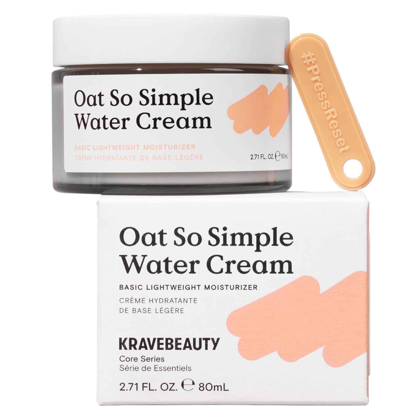 KraveBeauty Oat So Simple Water Cream Moisturizer, Calming, Lightweight Hydrating Gel Face Cream for Sensitive Skin with Oat Extract & Squalane, Fragrance Free, 80 mL