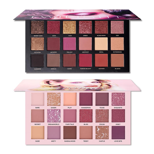 UCANBE 2Pcs Twilight Dusk & Aromas Nude Eyeshadow Palette Makeup Set, Matte Shimmer Glitter Pressed Pearl All Highly Pigmented Blending Powder, Natural Velvet Texture Eye Shadow Kit