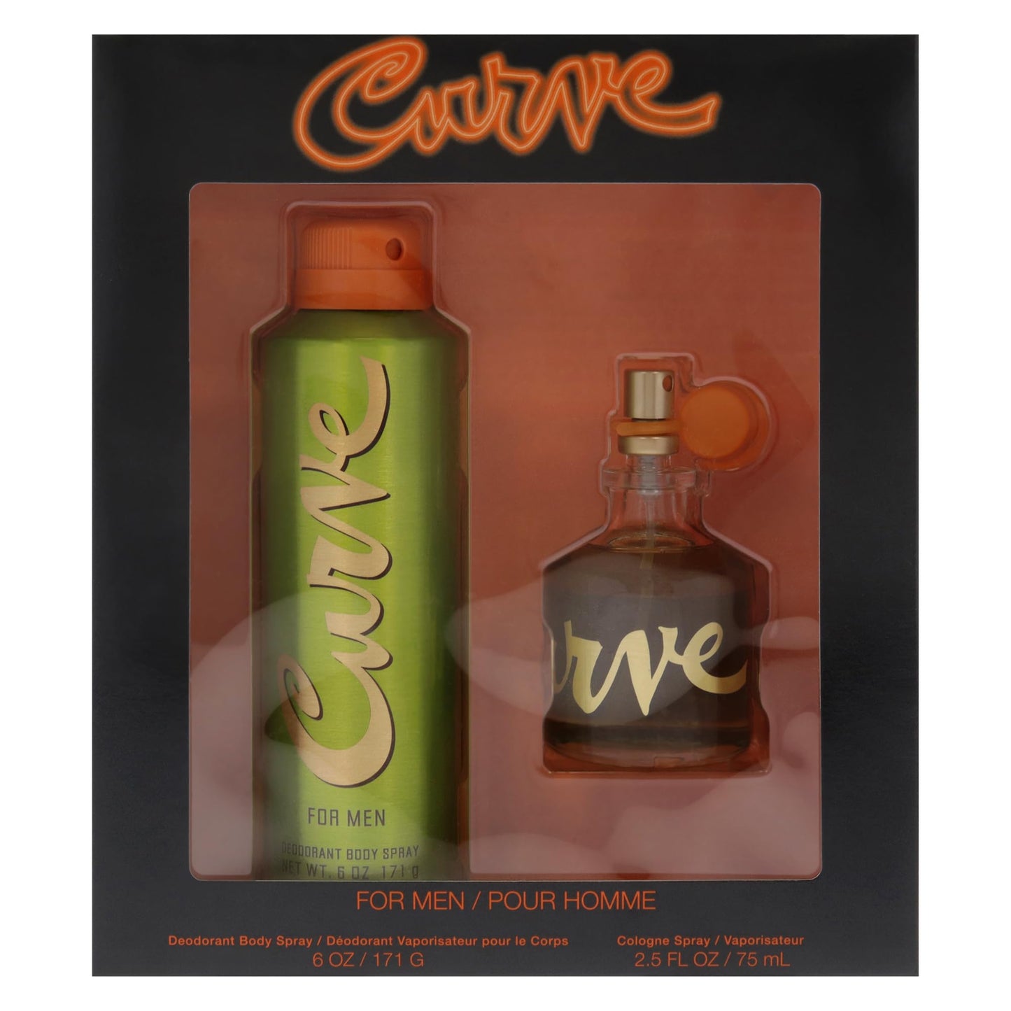Curve Men's Cologne Fragrance Set, Cologne Spray & Deodorant, Casual Day or Night Scent, Curve for Men, 2 Piece Set, 2.5 fl. oz