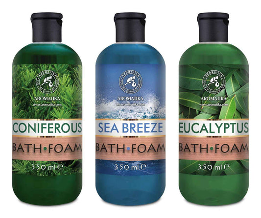 Bath Foam Set Coniferous & Sea Breeze & Eucalyptus 3x12Fl Oz - Body Care - Beauty - Bathing - Body Care - Wellness - Relax - Aromatherapy - Spa - Fresh Aroma - Bubble Baths