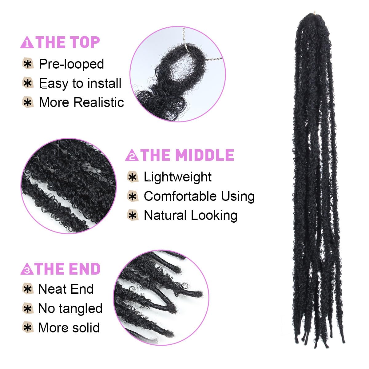 Vecago 30 inch Disstressed Butterfly Locs Crochet Hair, 7 Packs Disstressed Faux Locs Handmade Soft Locs for Women(6Packs+1Pack Change Color)