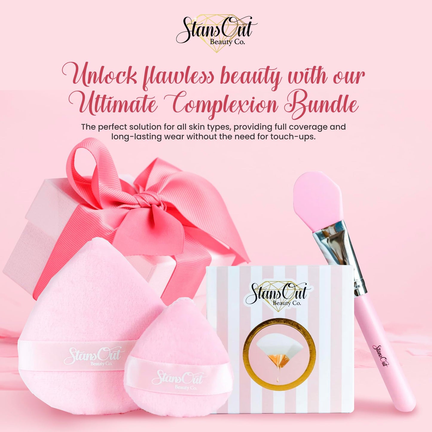 StansOut Ultimate Complexion Bundle: Liquid Foundation Brush, Makeup Brushes for Liquid, Cream, Stick Foundation - Flat, Round, Blender Brushes - 101 Contoured, 108 Straight - Long-Lasting