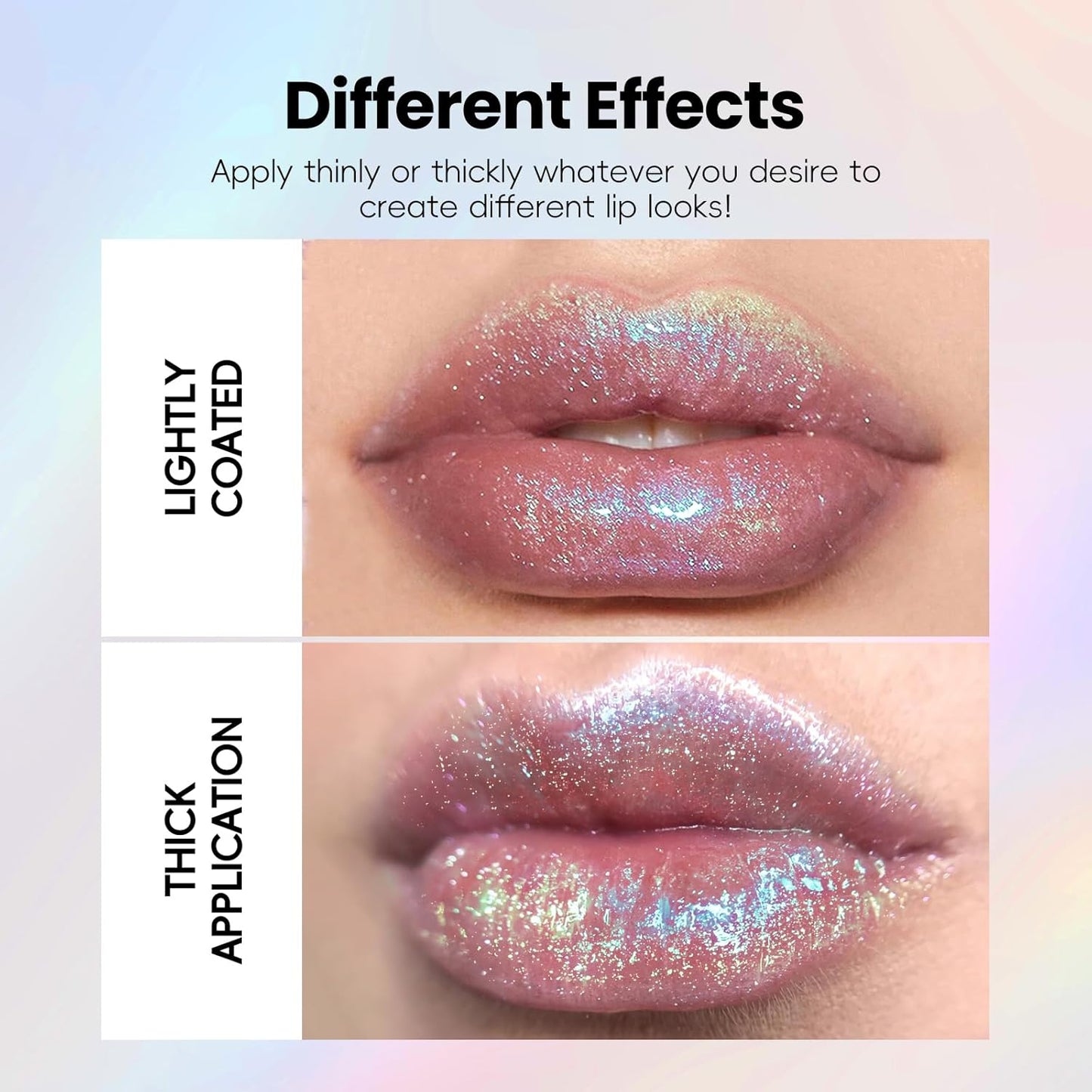 HOSAILY Blue Green Glitter Lip Gloss - Moisturizing Holographic Shimmer Liquid Lipstick | Long-Lasting Metallic Finish