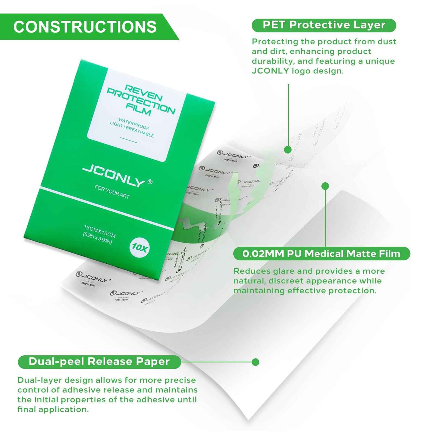 WZPB Tattoo Aftercare Bandage 20Pcs 5.9"x 3.94" Second Skin Tattoo Cover – Protective Wrap for Tattoo Care