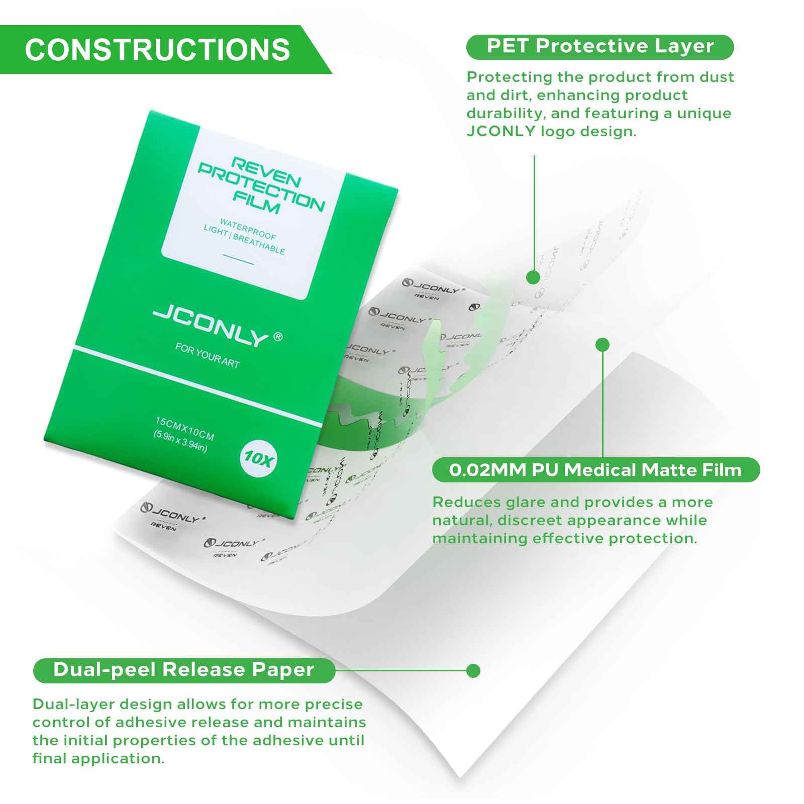 WZPB Tattoo Aftercare Bandage 20Pcs 5.9"x 3.94" Second Skin Tattoo Cover – Protective Wrap for Tattoo Care