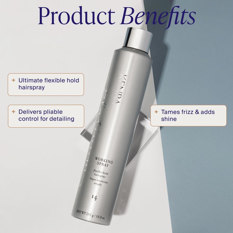 Kenra Professional Platinum Working Spray 14 50% | Flexible Hold Hairspray | Fast-Drying, Non-Sticky | Creates Volume & Texture | Leaves Hair With Frizz-Free Shine | All Hair Types | 10 oz