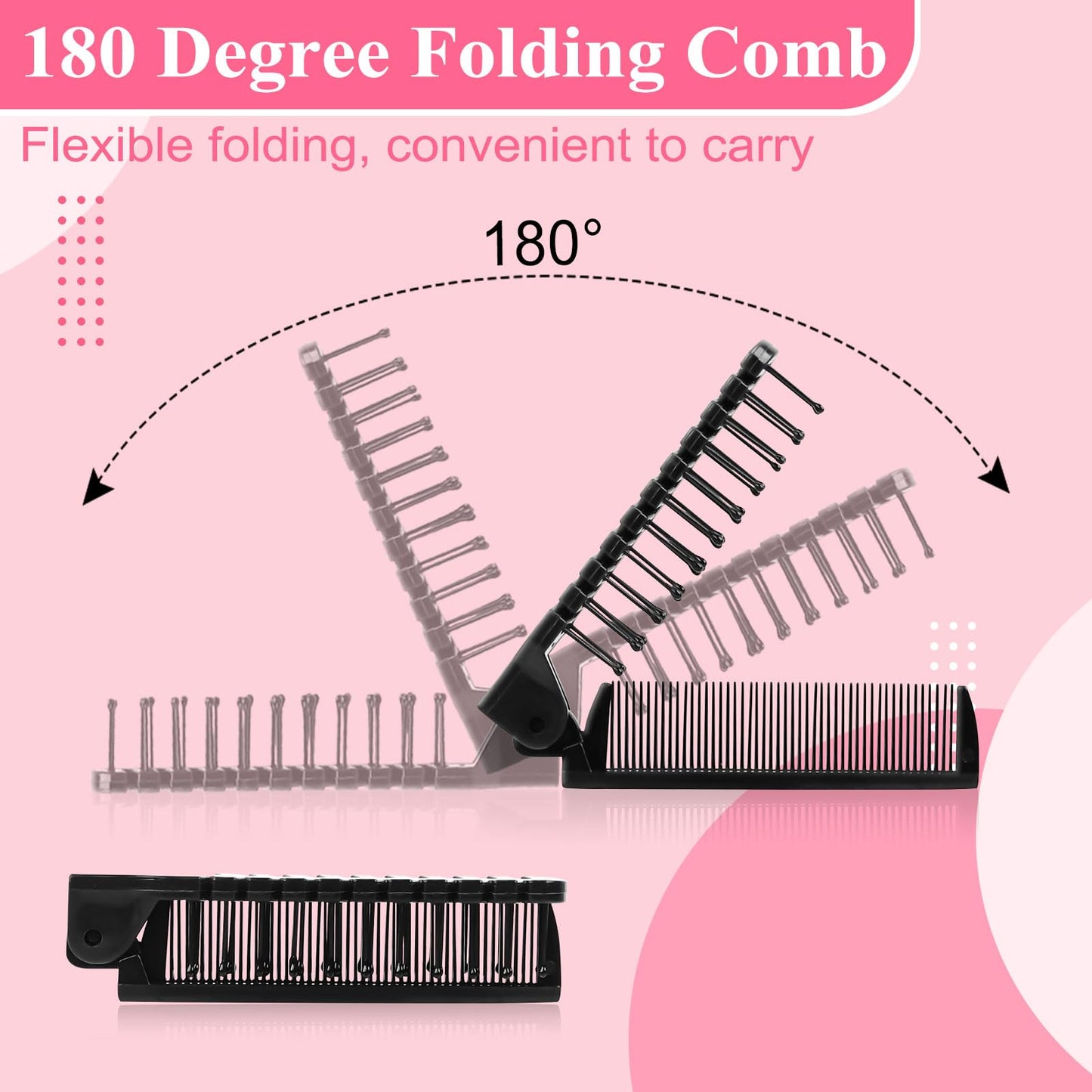 Foldable Hair Combs In Bulk, Individually Wrapped Multicolour Folding Comb, Women Men Pocket Size Double Headed Mini Hair Brush Styling Tool for Travel Hotel Homeless Shelter Charity Church(60 Pack)