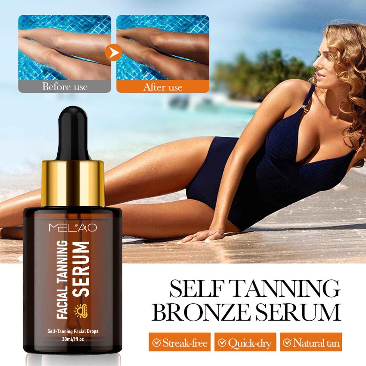 Natural Glow Instant Sun Drops, Sunless Tanning for Face and Body, Instant Sun Bronzing Drops, Oil Free, 1 Fl Oz (1 Fl Oz)