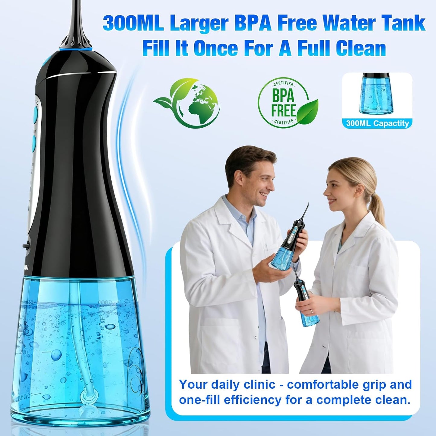 Dental Flosser Water Pick - Portable Cordless Oral Irrigator with 3 Modes | IPX7 Waterproof, Rechargeable for Adults and Braces