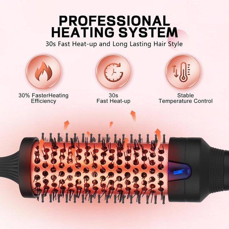 Heated Round Brush with Negative Ion Technology - 38MM Curling Iron & Hair Straightener for All Hair Types
