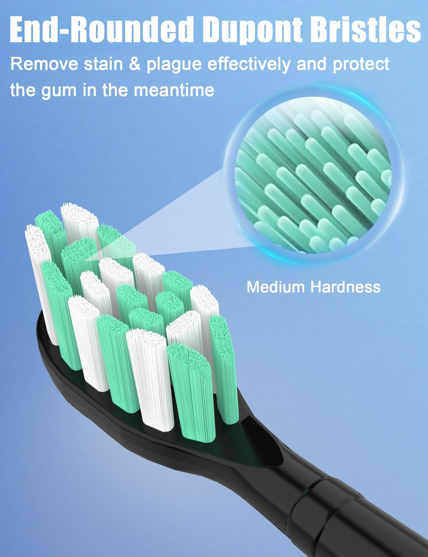 Toothbrush Replacement Brush Heads for Philips Sonicare C1 C2 ProtectiveClean 4100 5100 5300, Electric Sonic Tooth Refill Head Plaque Control, 10 Pack, Black