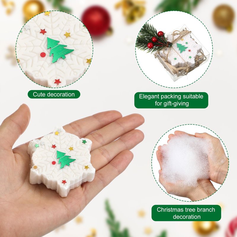 Heigble 20 Pack Christmas Mini Soap Favors Bulk Handmade Holiday Christmas Scented Soap Gifts for Guests Wedding Party Baby Shower Bridal Shower Home Office Decor Gifts(2.3 x 2.3 Inch,Snowflake)