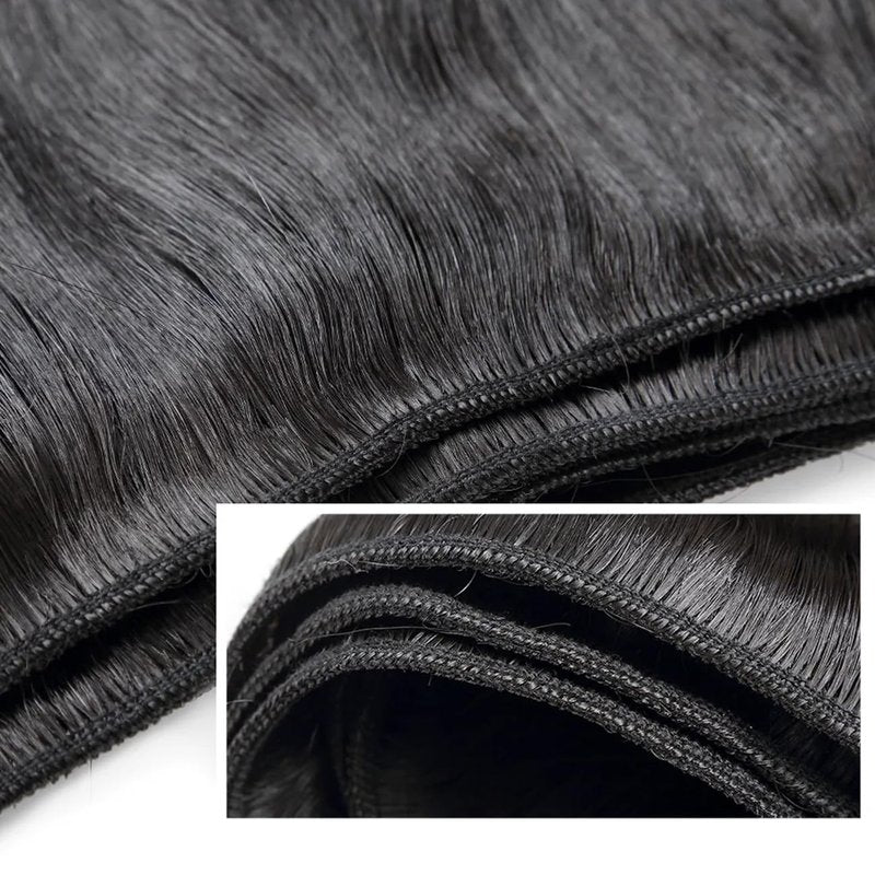 Afrodiva Straight 3 Bundles Human Hair 14 16 18 Inch 100% Unprocessed Brazilian Virgin Human Hair Bundles Double Weft Weave Bundles Straight Hair 70g/Bundle Hair Natural Color