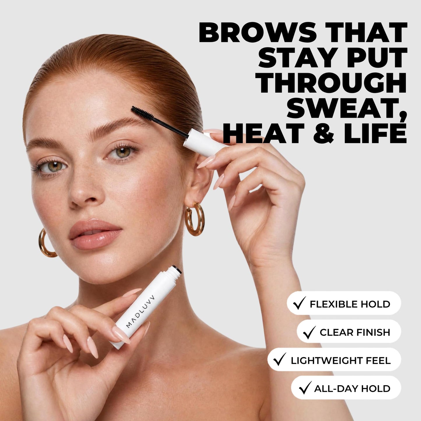 MADLUVV Laminate Me Clear Eyebrow Gel, Daily Use Medium Hold Lamination, Hypoallergenic and Cruelty Free