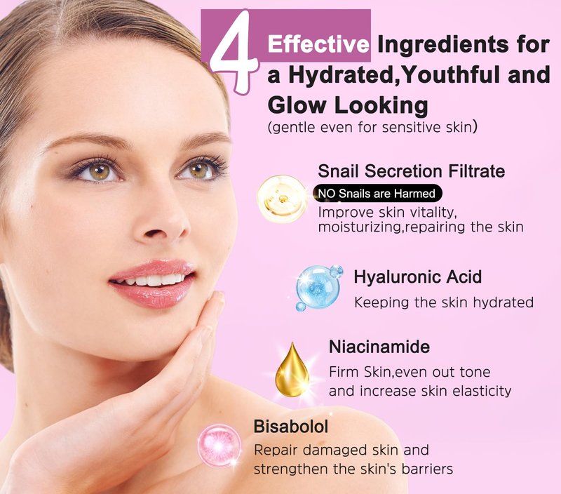 Christmas Gifts for Women,7 Pcs Skin Care Set,Hydrating Moisturing Repairing Soothing Snail Mucin Facial Skin Care Routine Kit for Dull Skin & Dry Skin,Skincare Gift Set Women
