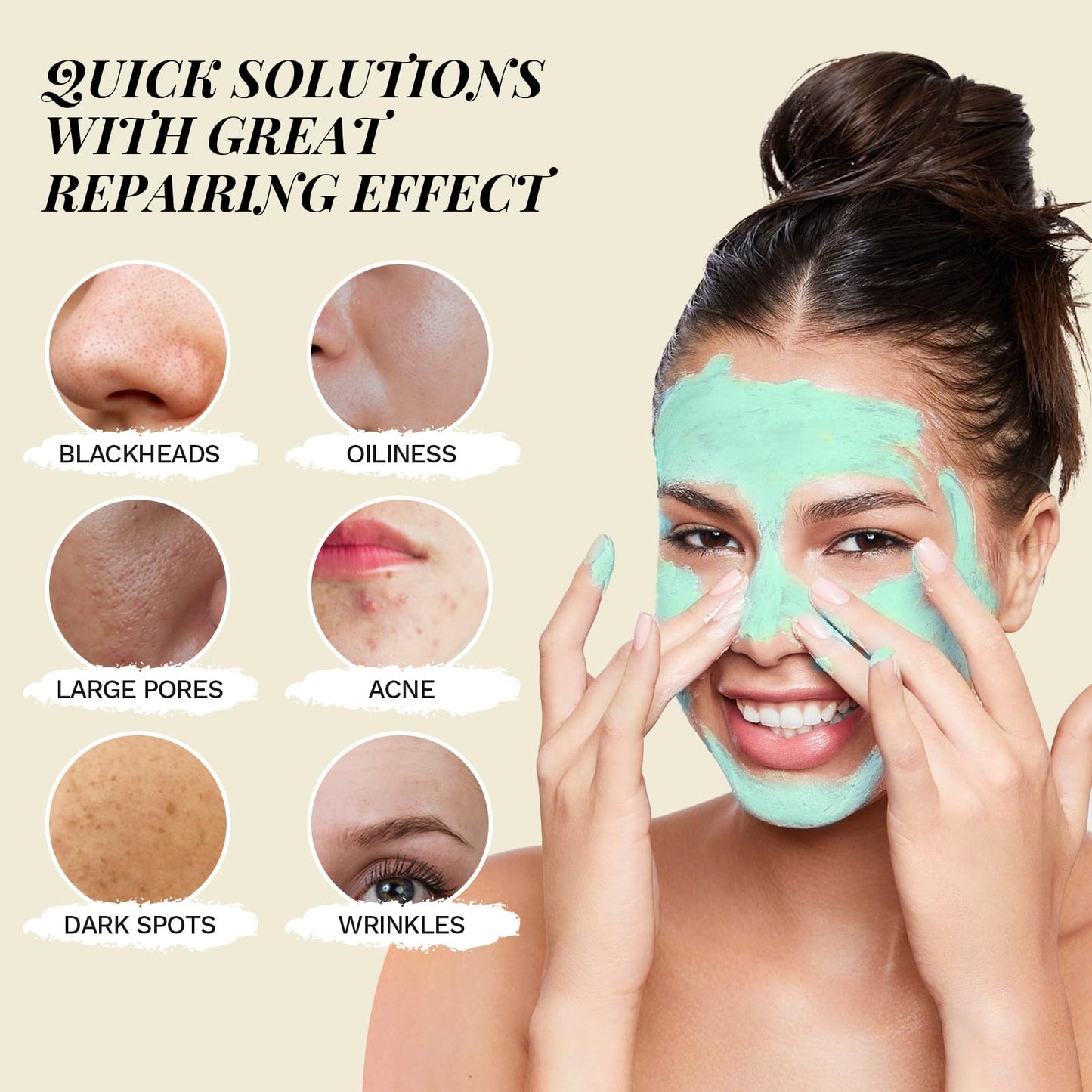 ANAI RUI 3 Pcs Pore Cleansing Face Mask Set Green Tomato Clay Mask - Turmeric Vitamin C Facial Mask Red Bean Refreshing Pore Mask, Relaxing Spa Gift Set Self Care for Women/Teens Girls 2.5 oz each