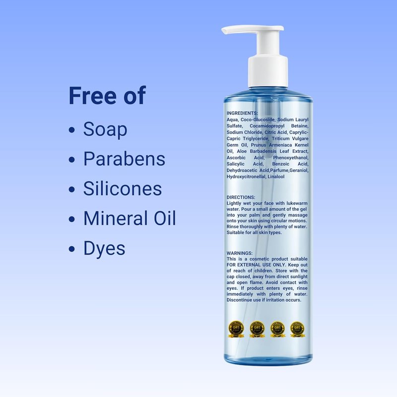 Purifying Face Cleansing Gel | Vitamin C & Aloe Vera Daily Foaming Wash - Oil Control, 13.52 oz (400 ml)