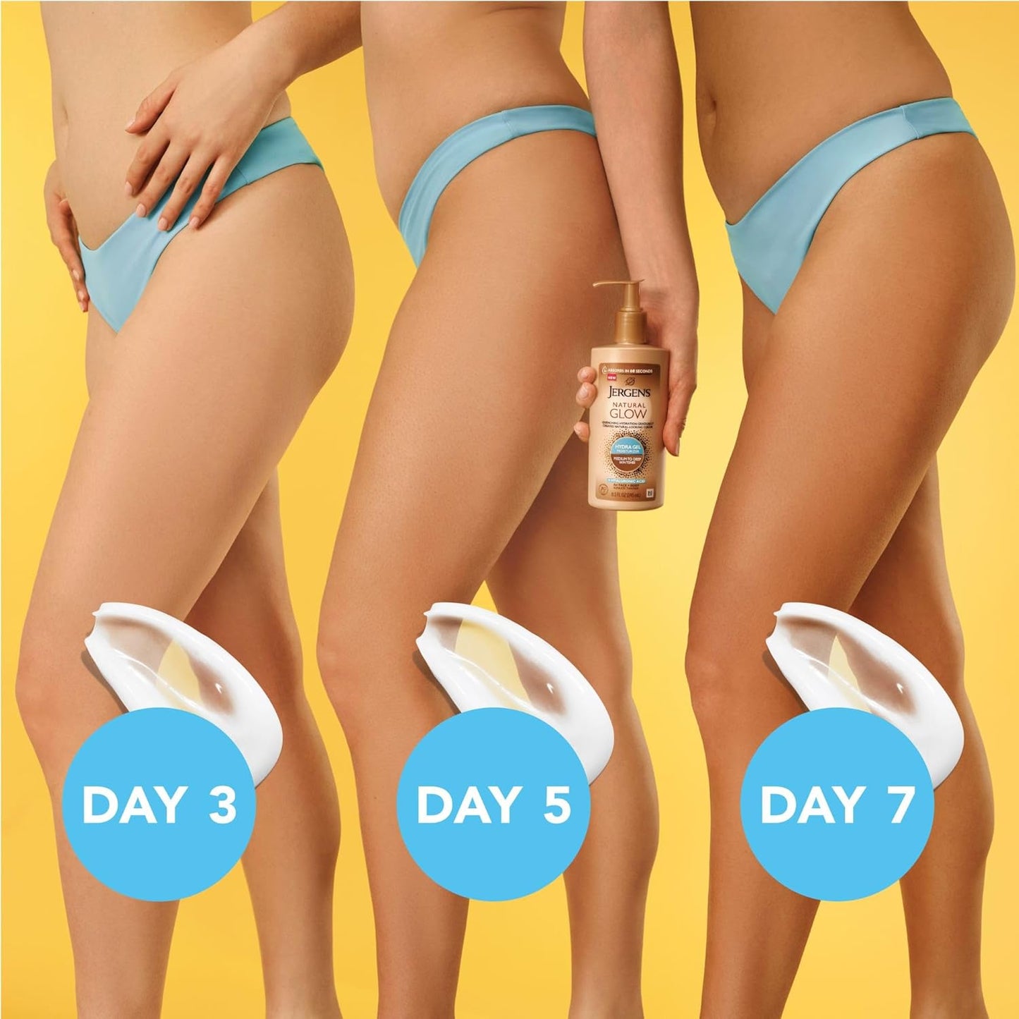 Jergens Natural Glow - Hyaluronic Acid Tanning Lotion | Fragrance-Free Hydrating Gel, 8.3 Fl Oz