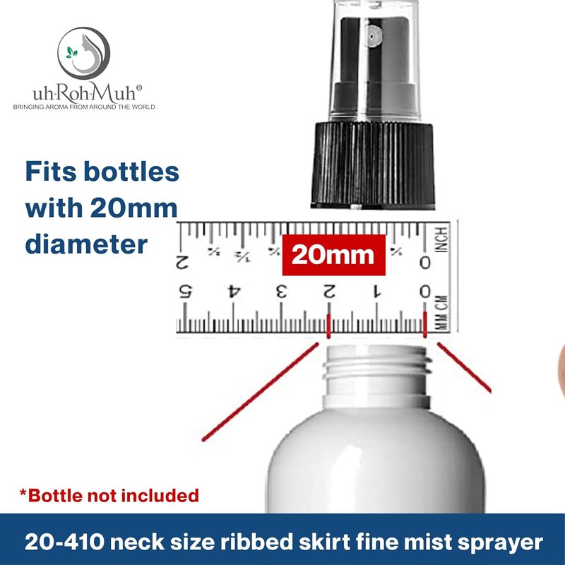Fine Mist Spray Caps - 20-410 Ribbed Skirt Replacement Tops for Hair & Skincare | Pack of 50, Black