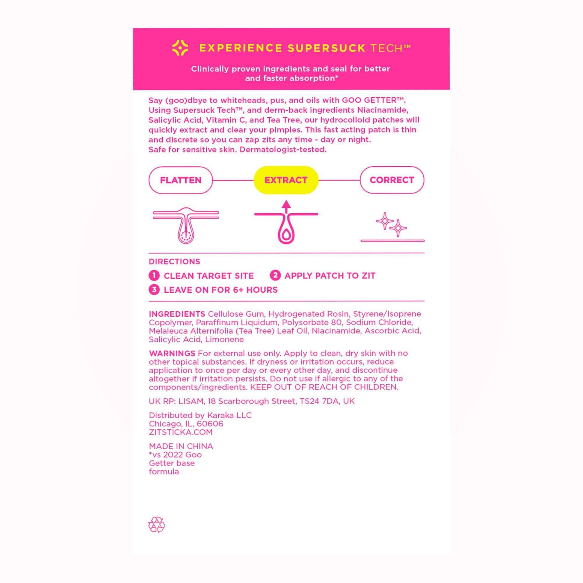 ZitSticka Pimple Patches for Face and Body, Goo Getter Hydrocolloid Patches to Cover Zits & Blemishes, Acne Patches or Zit Spot Stickers, Body Blemish Patch (72 Pack)