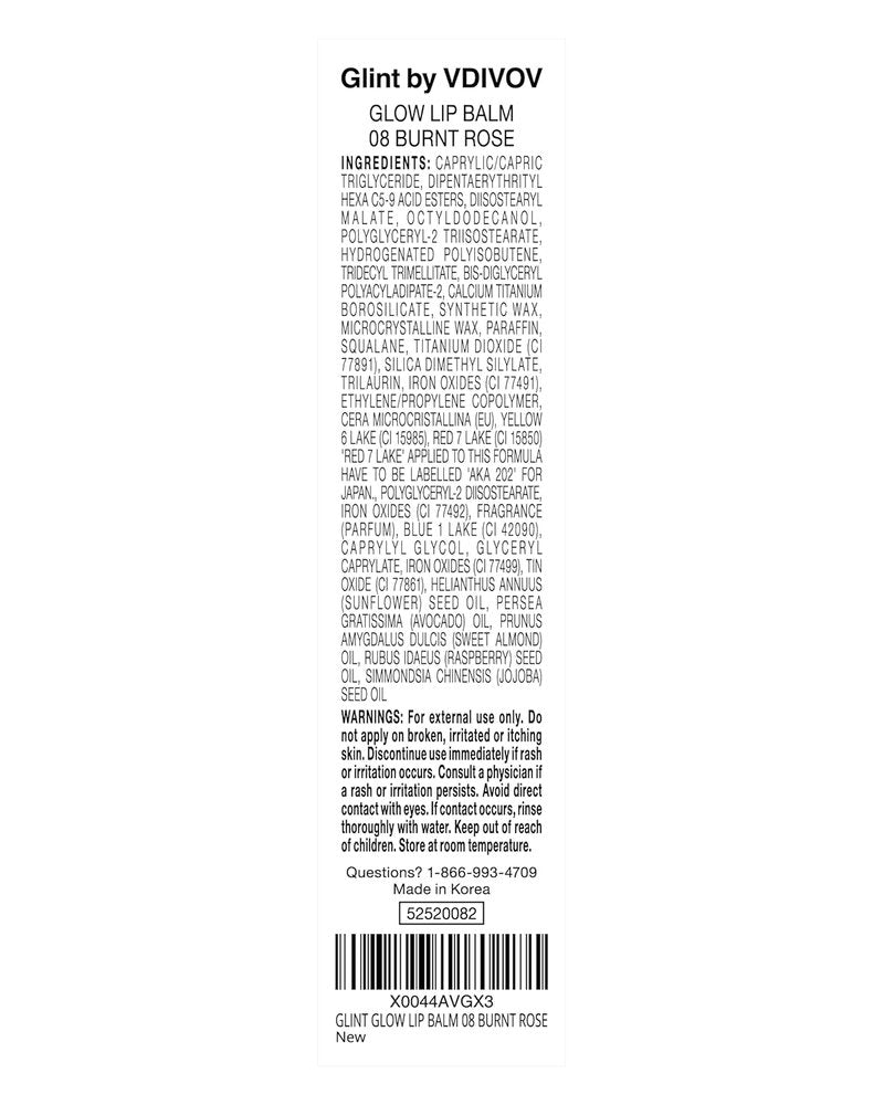 Glint Glow Lip Balm - Moisturizing Tinted Lip Treatment for Natural Shine | Burnt Rose, 0.1oz